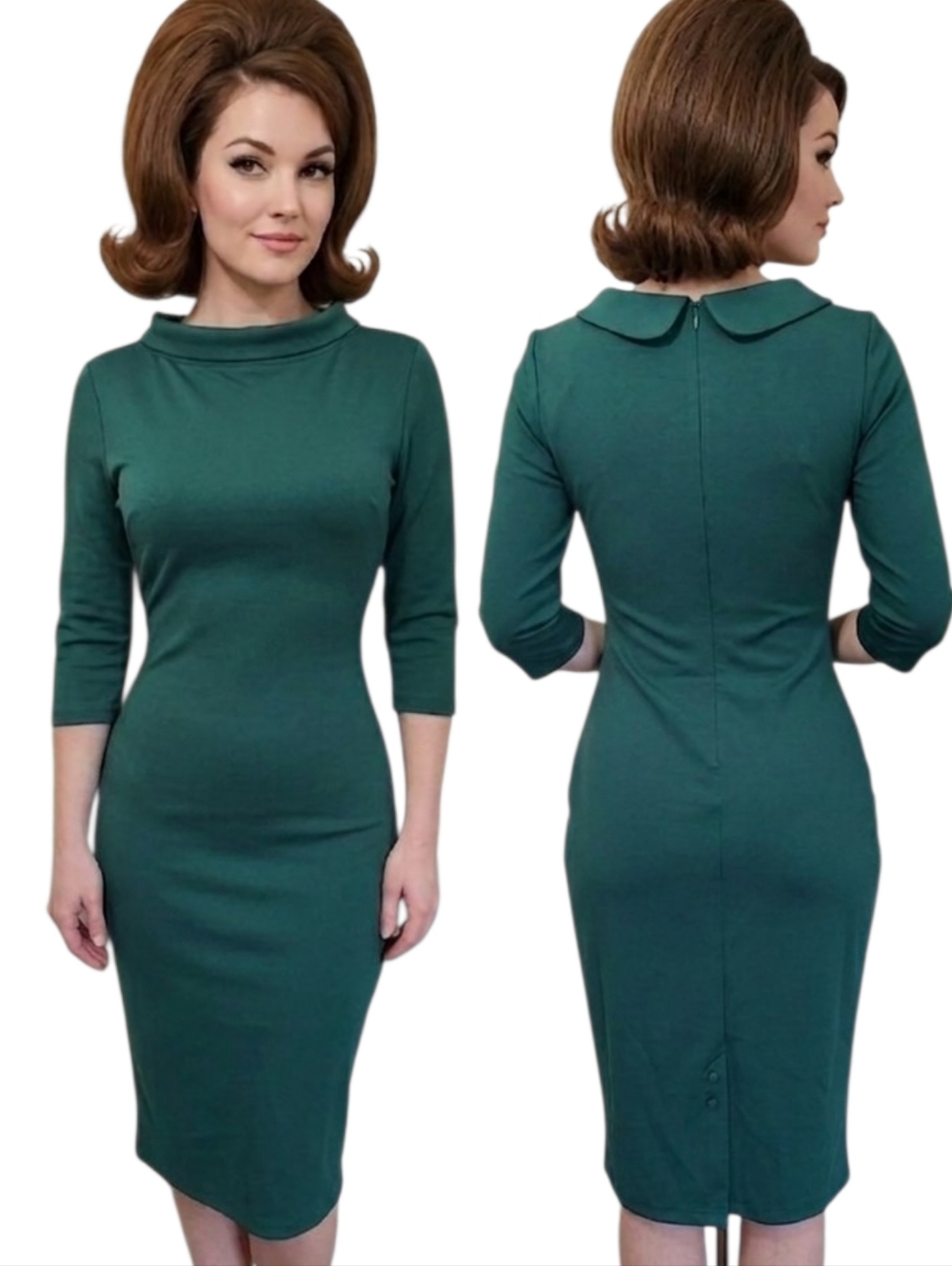 UNIQUE VINTAGE Rolled Collar Pencil Dress - Size M